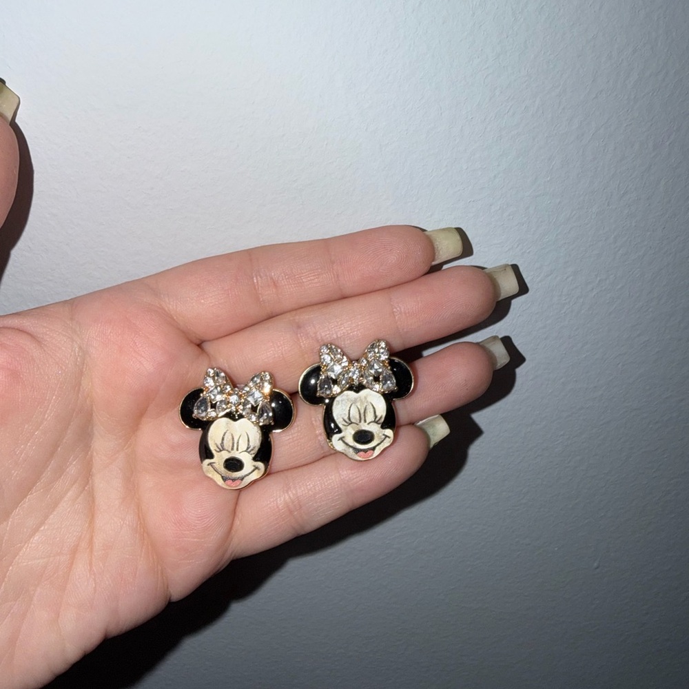 Disney Baublebar Minnie Mouse Earrings with Sparkling Bow - Black & Gold